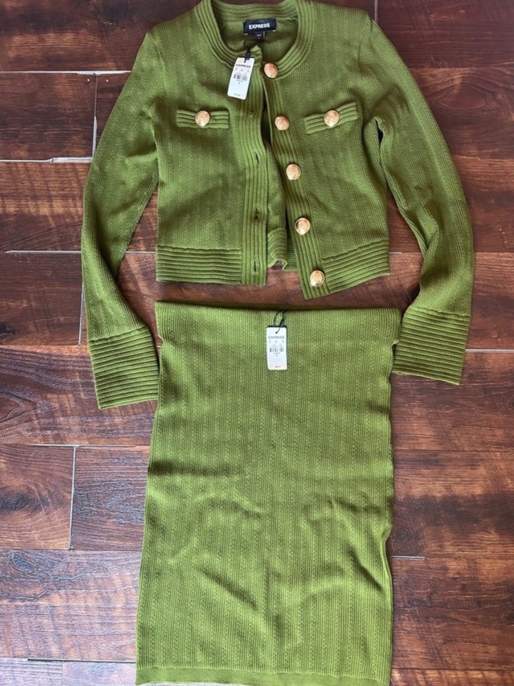 Express Women Olive Green Knit Cardigan Top ONLY